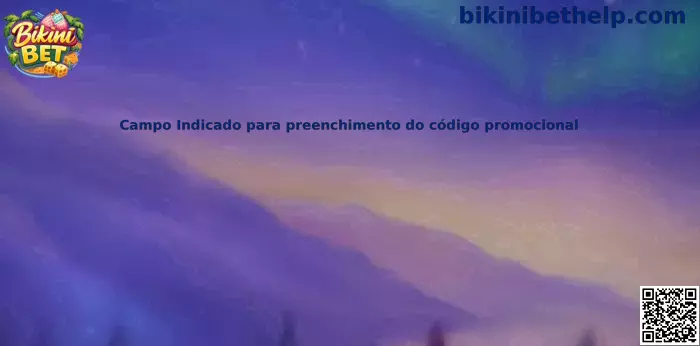 Campo Indicado para preenchimento do código promocional Bikini Bet